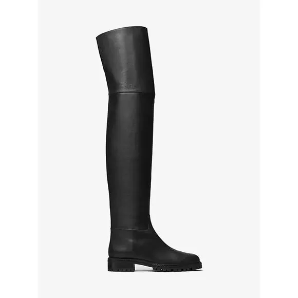 Michael Kors Collection Italy Chesley Over The Knee Boots Leather Black Size 38 - Picture 2 of 16